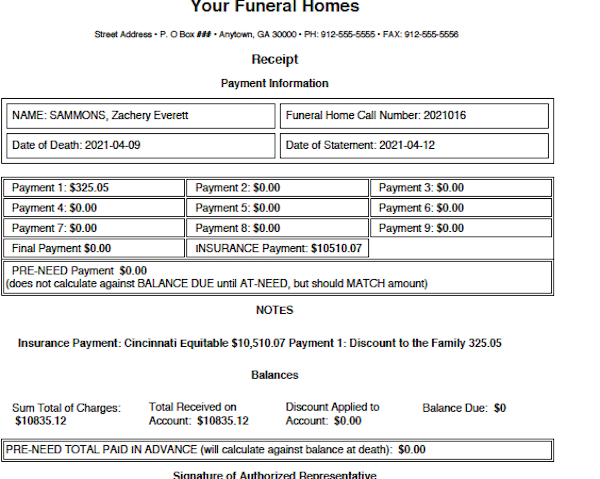Income Receipts Screenshot