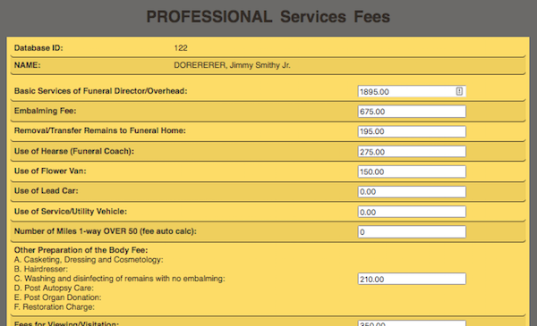 Edit Professional Services Screenshot